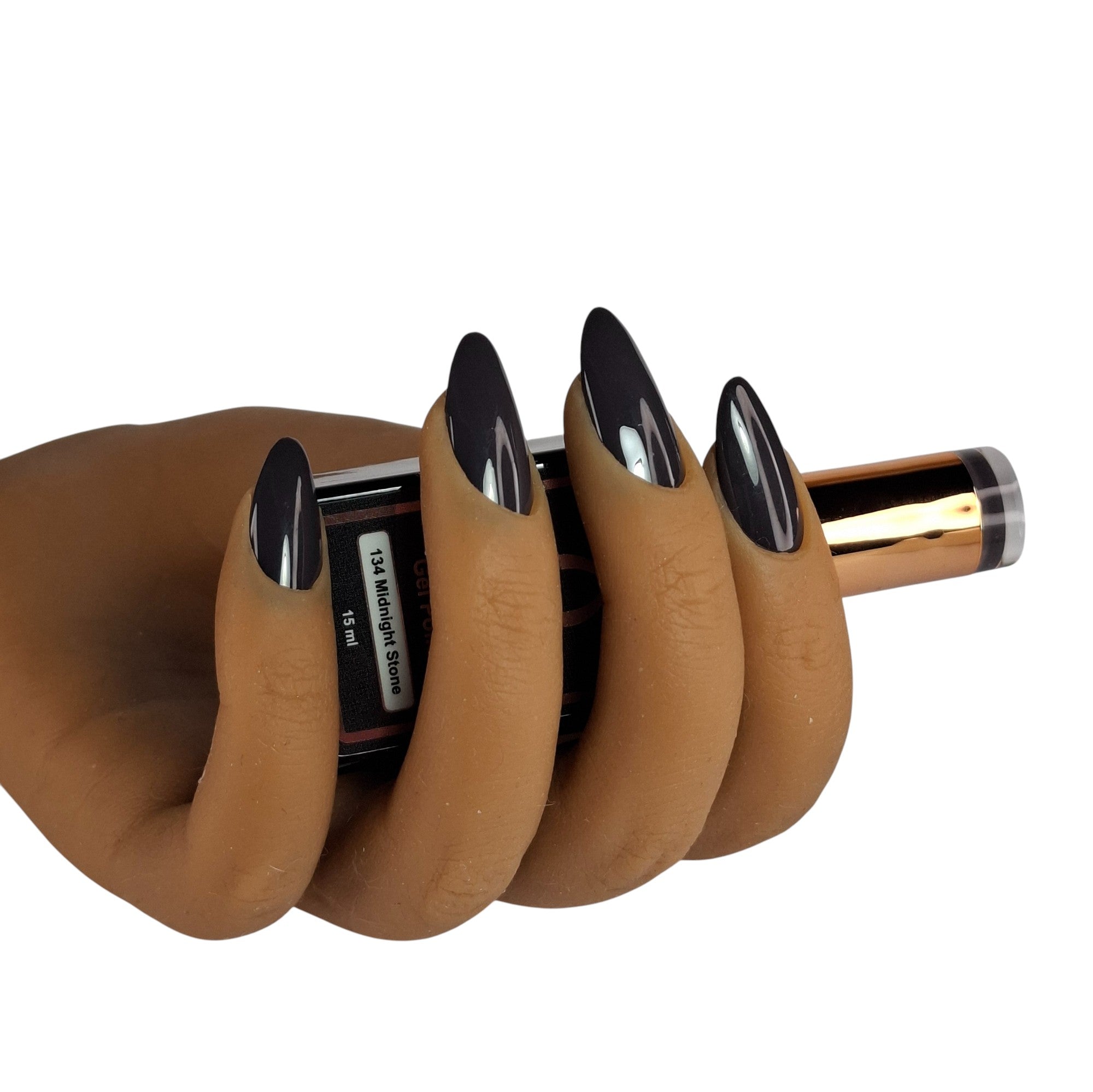 Gel Polish Midnight Stone #134 – Mysterieus Donkergrijs met Paarse Gloed