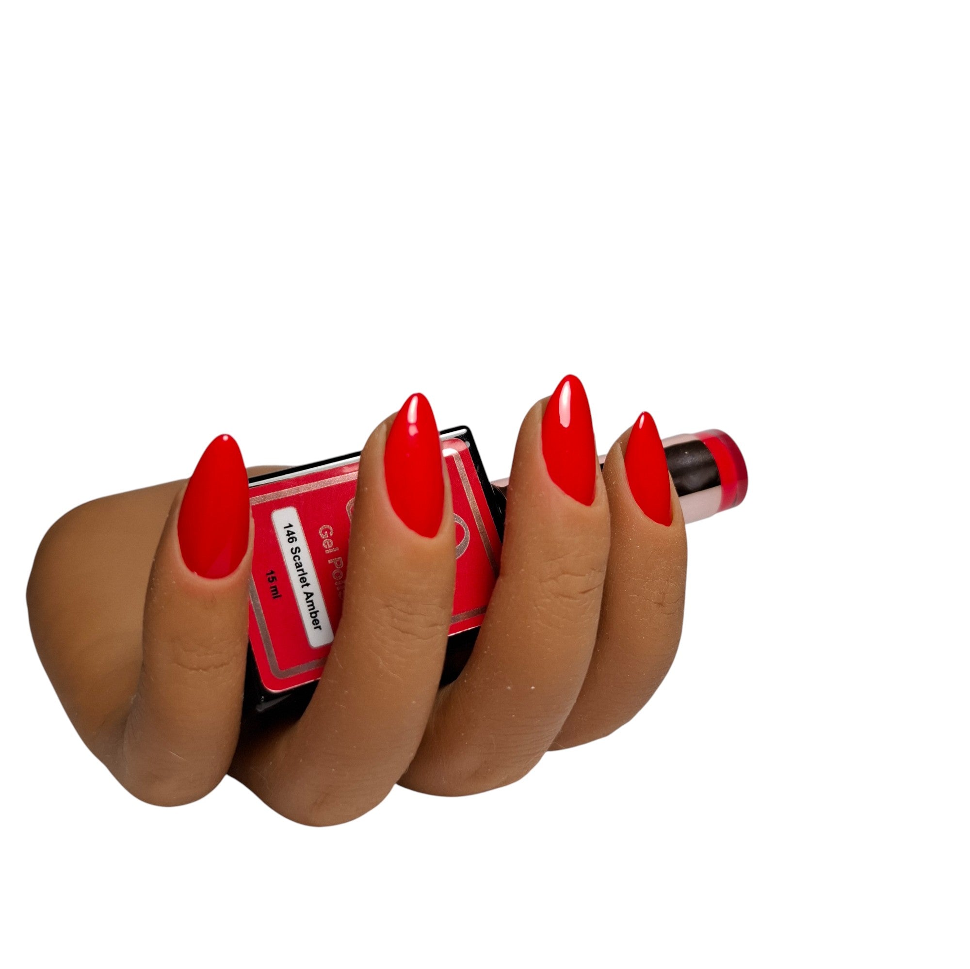 Gel Polish Scarlet Amber #146 – Vurig Rood-Oranje met Amber Gloed