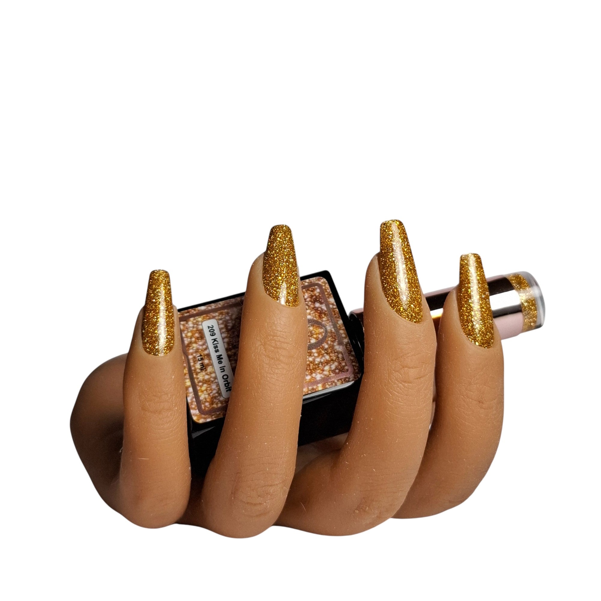 Glitter Gel Polish Kiss Me In Orbit #209 – Rijke Gouden Glitter met Intense Metallic Sparkle