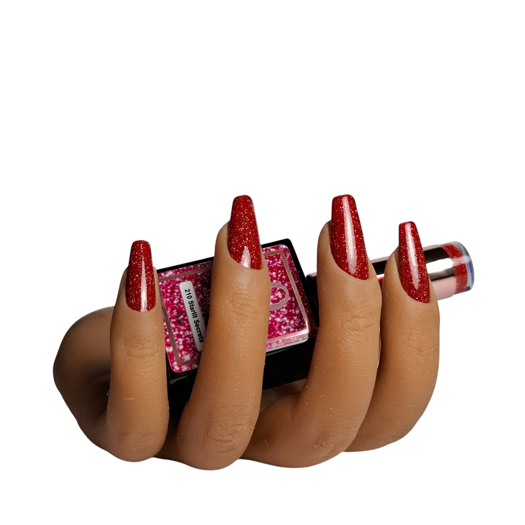 Glitter Gel Polish Starlit Secrets #210 – Diepe Bordeauxrode Glitter met Mysterieuze Luxe Sparkle