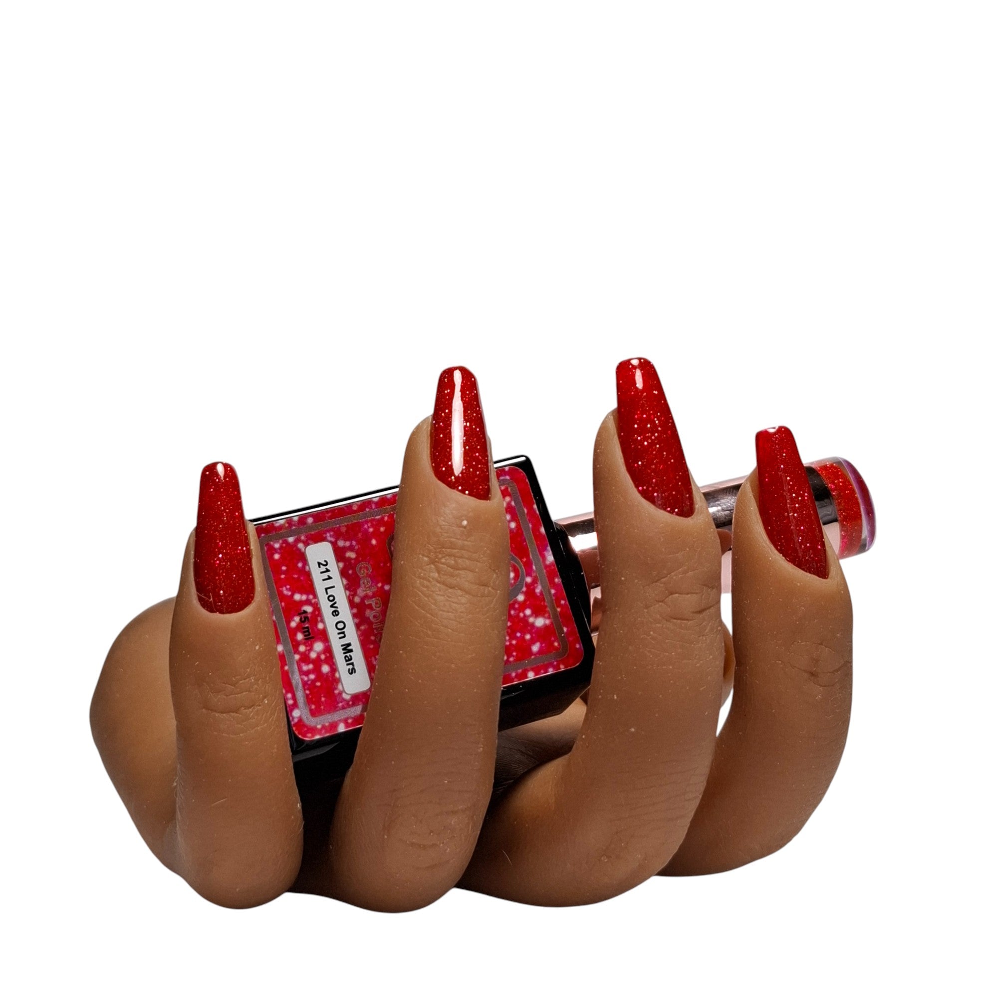 Glitter Gel Polish Love On Mars #211 – Vurig Rode Glitter met Intense Sensuele Sparkle