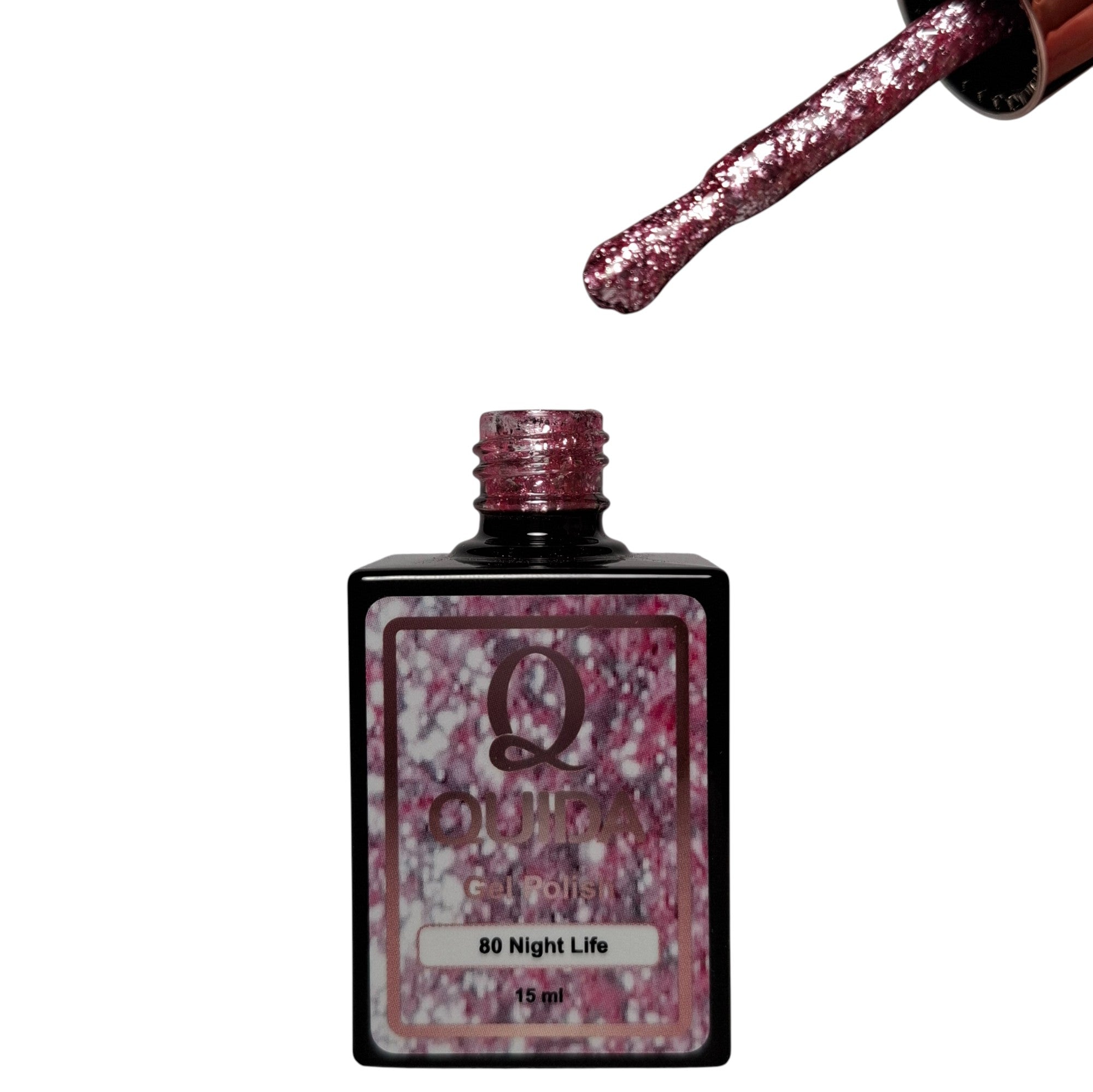 Glitter Gel Polish Night Life #80 - Roze Zilveren Glitter Gel Nagellak