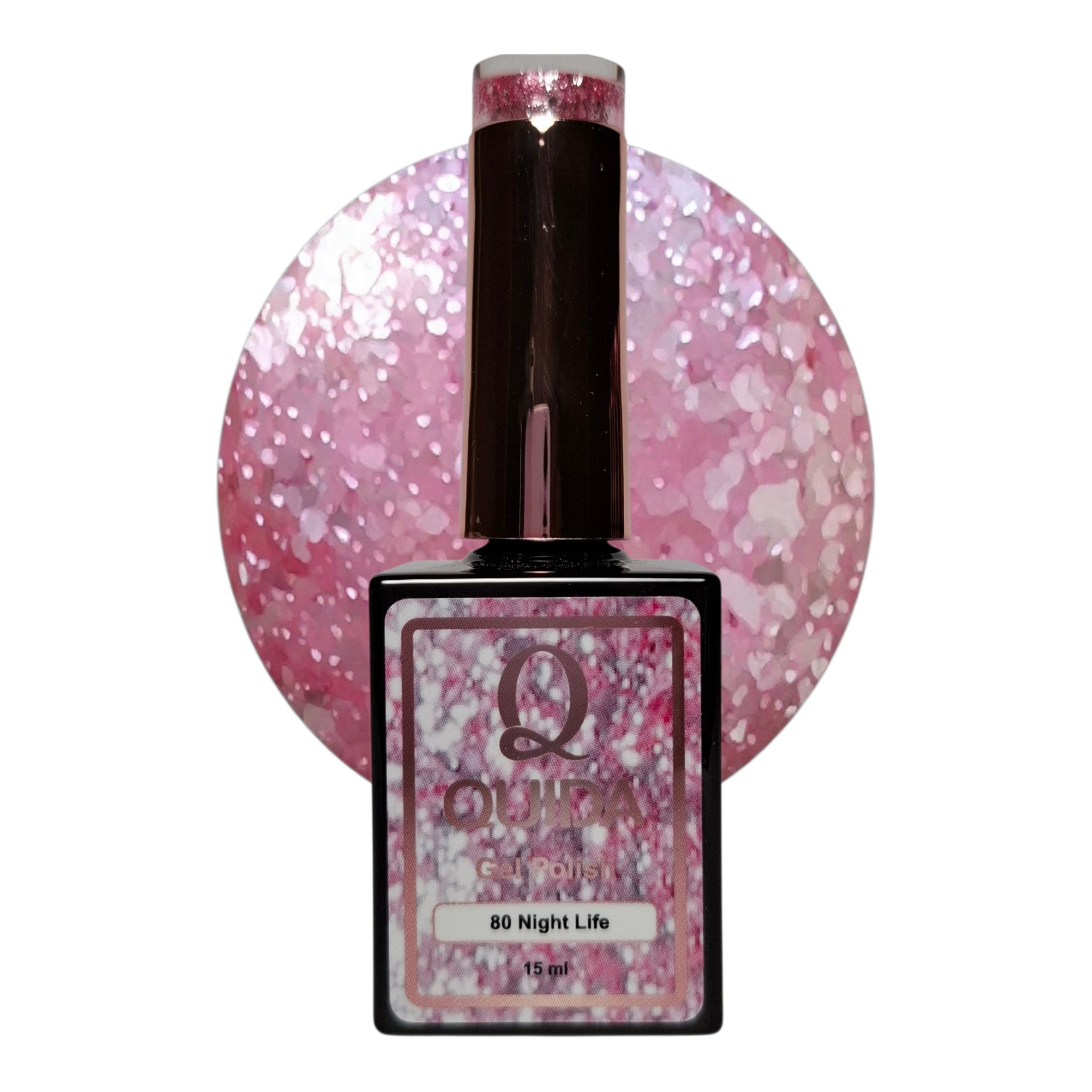 Glitter Gel Polish Night Life #80 - Roze Zilveren Glitter Gel Nagellak