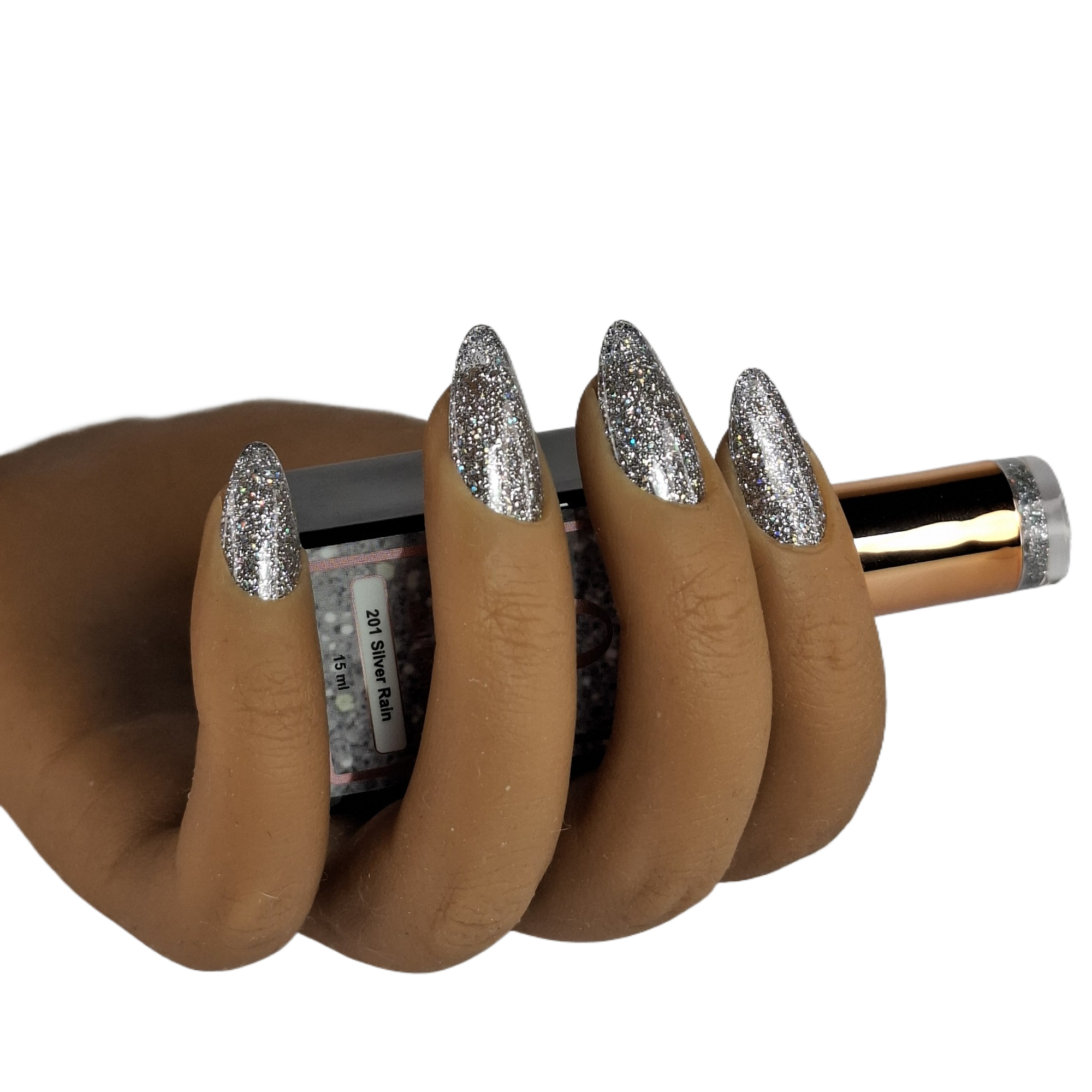 Glitter Gel Polish Silver Rain #201 – Fonkelende Zilveren Microglitter met Spectaculaire Lichtreflectie