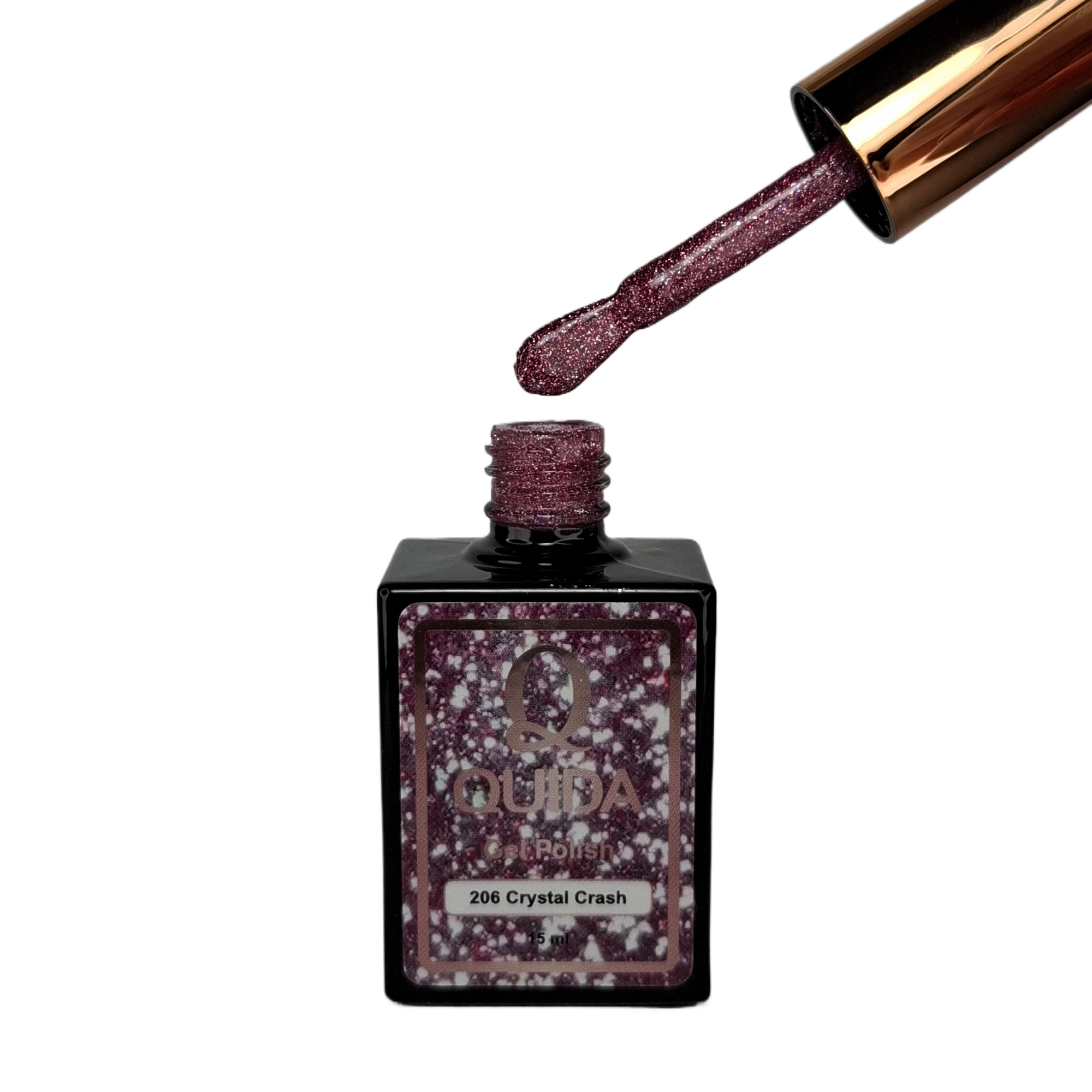 Glitter Gel Polish Crystal Crash #206 – Frisse Roze Glitter met Helder Kristaleffect