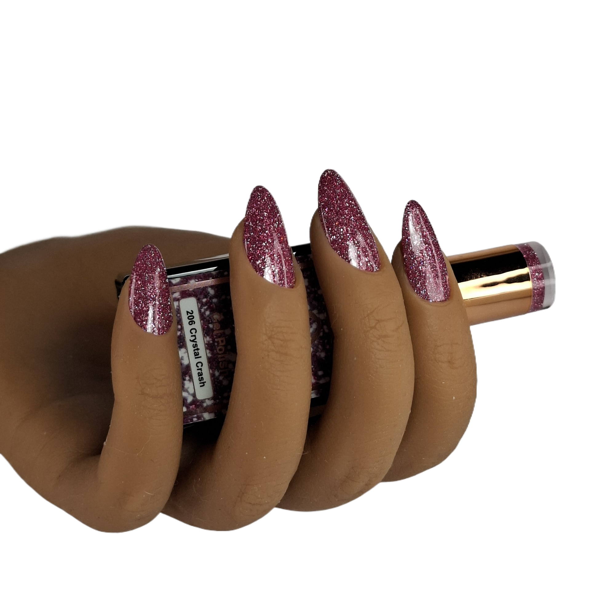 Glitter Gel Polish Crystal Crash #206 – Frisse Roze Glitter met Helder Kristaleffect
