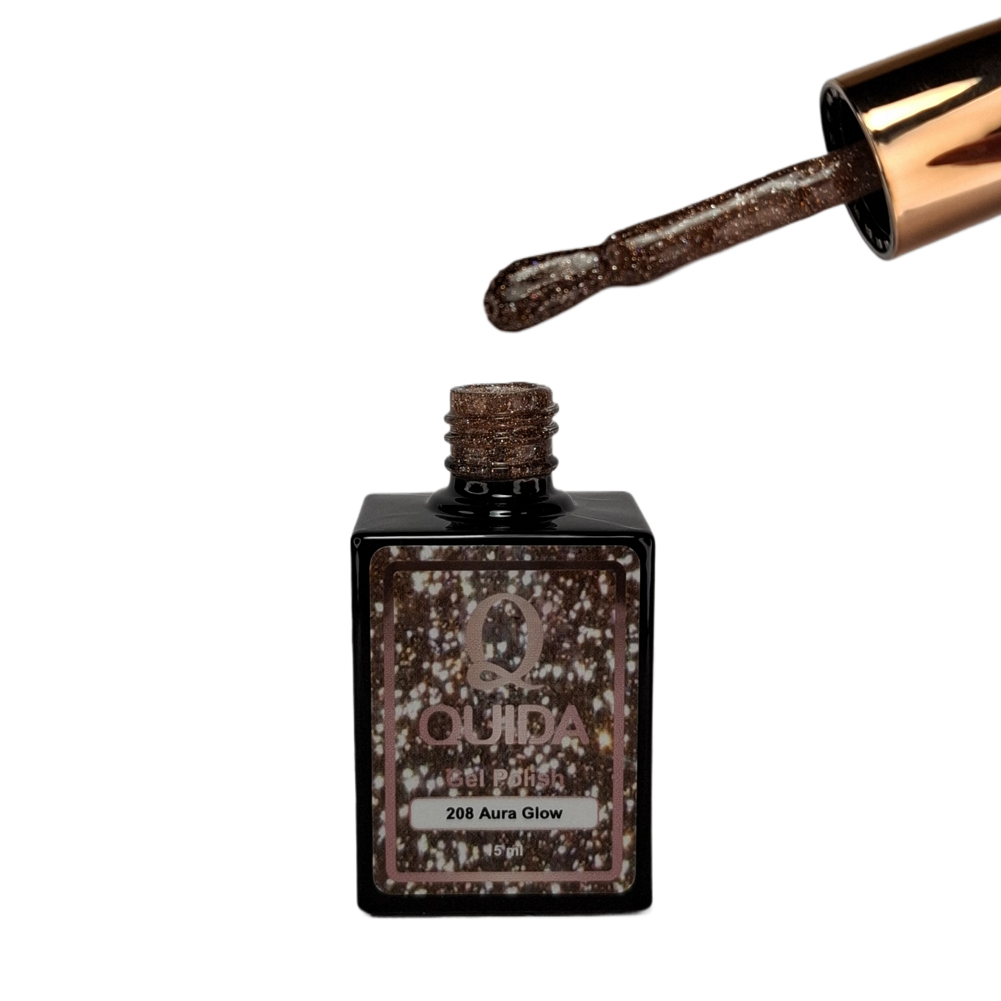 Glitter Gel Polish Aura Glow #208 – Warme Bronzen Glitter met Tijdloze Luxe Glans