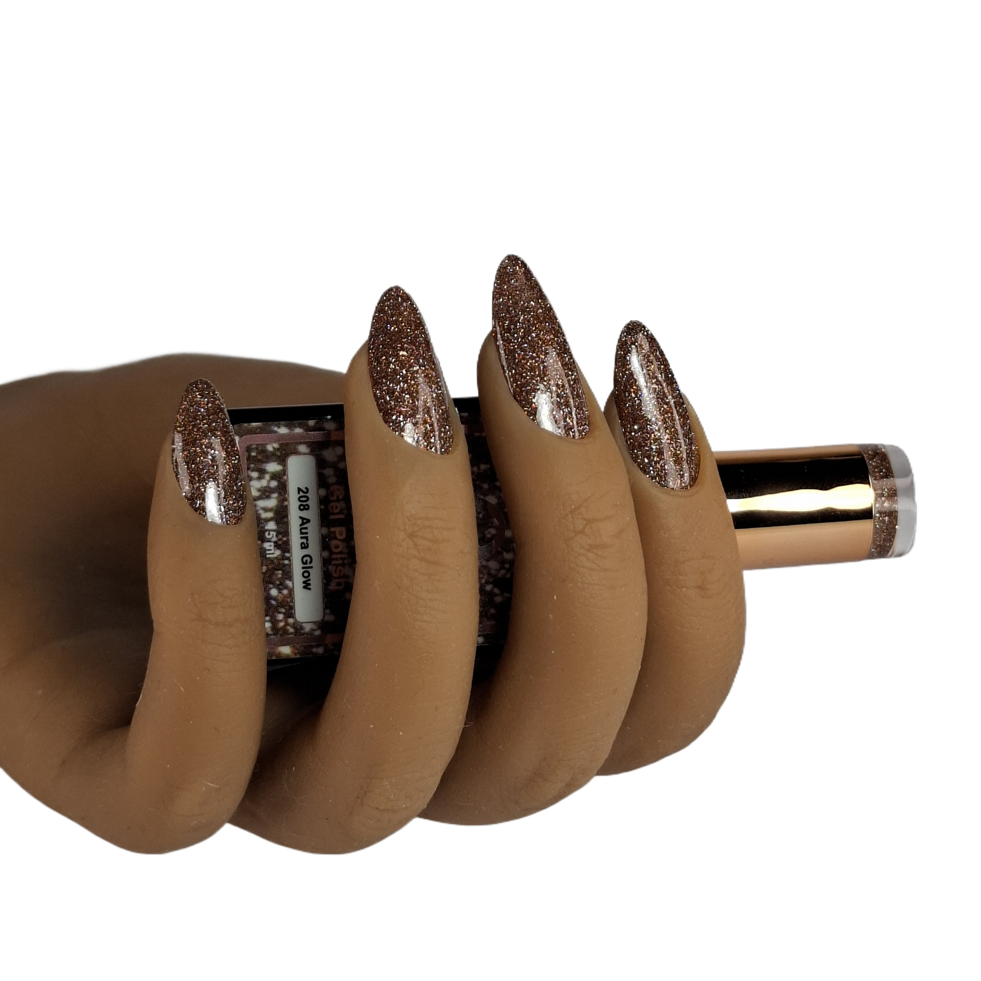 Glitter Gel Polish Aura Glow #208 – Warme Bronzen Glitter met Tijdloze Luxe Glans