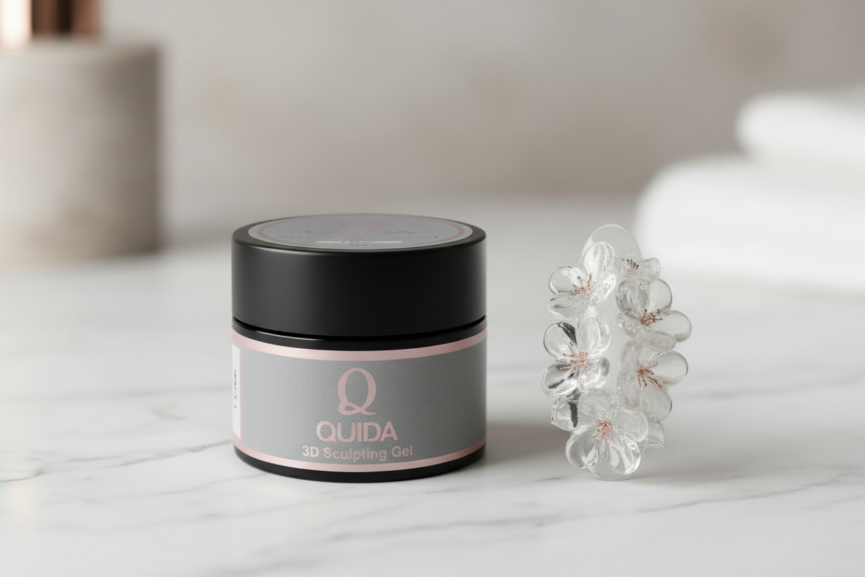 Quida 3D Sculpting Gel Clear #01 met 3D bloemen nail art