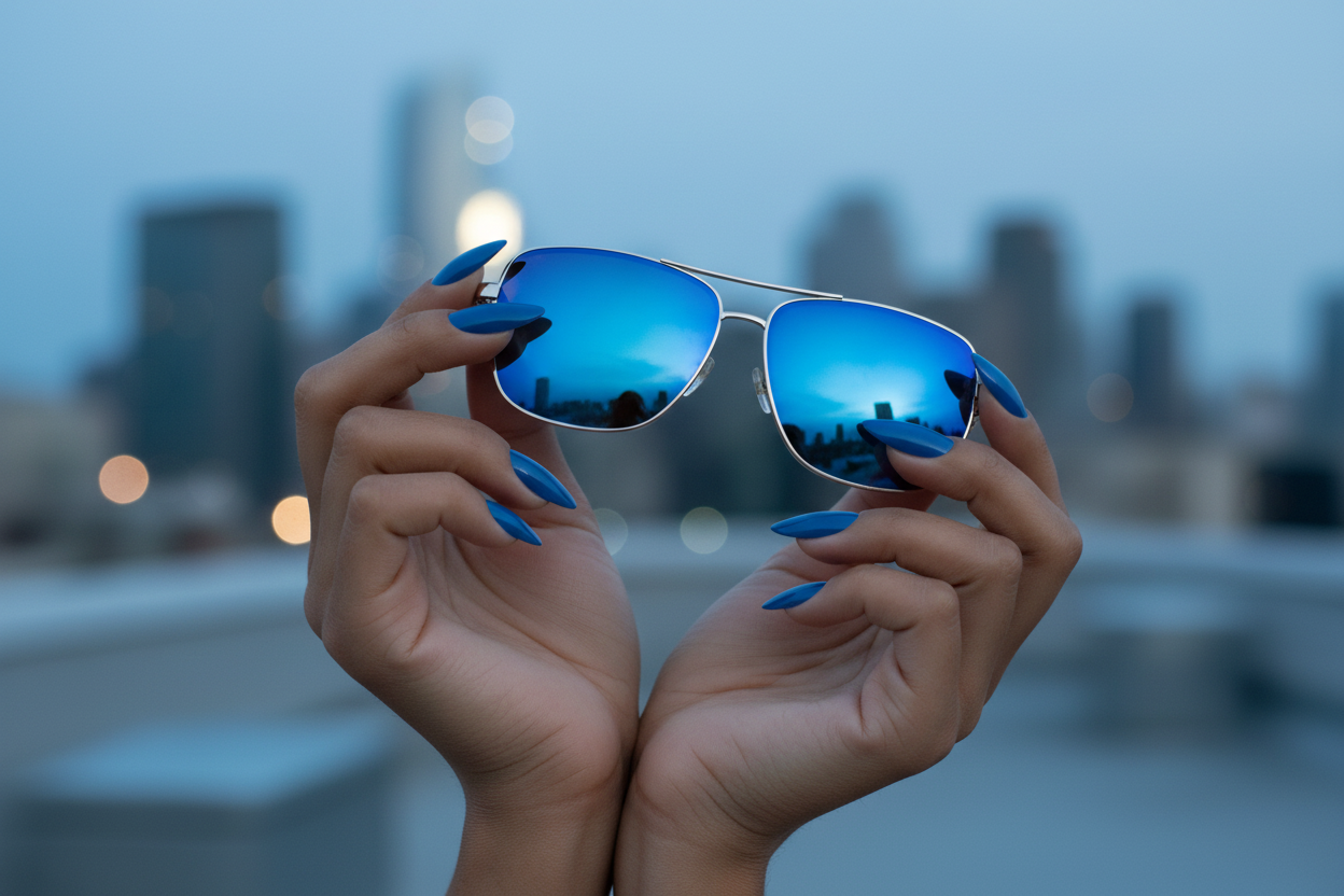 Stormy Graden #198 sfeerbeeld – moderne lifestyle met kobaltblauwe nagels