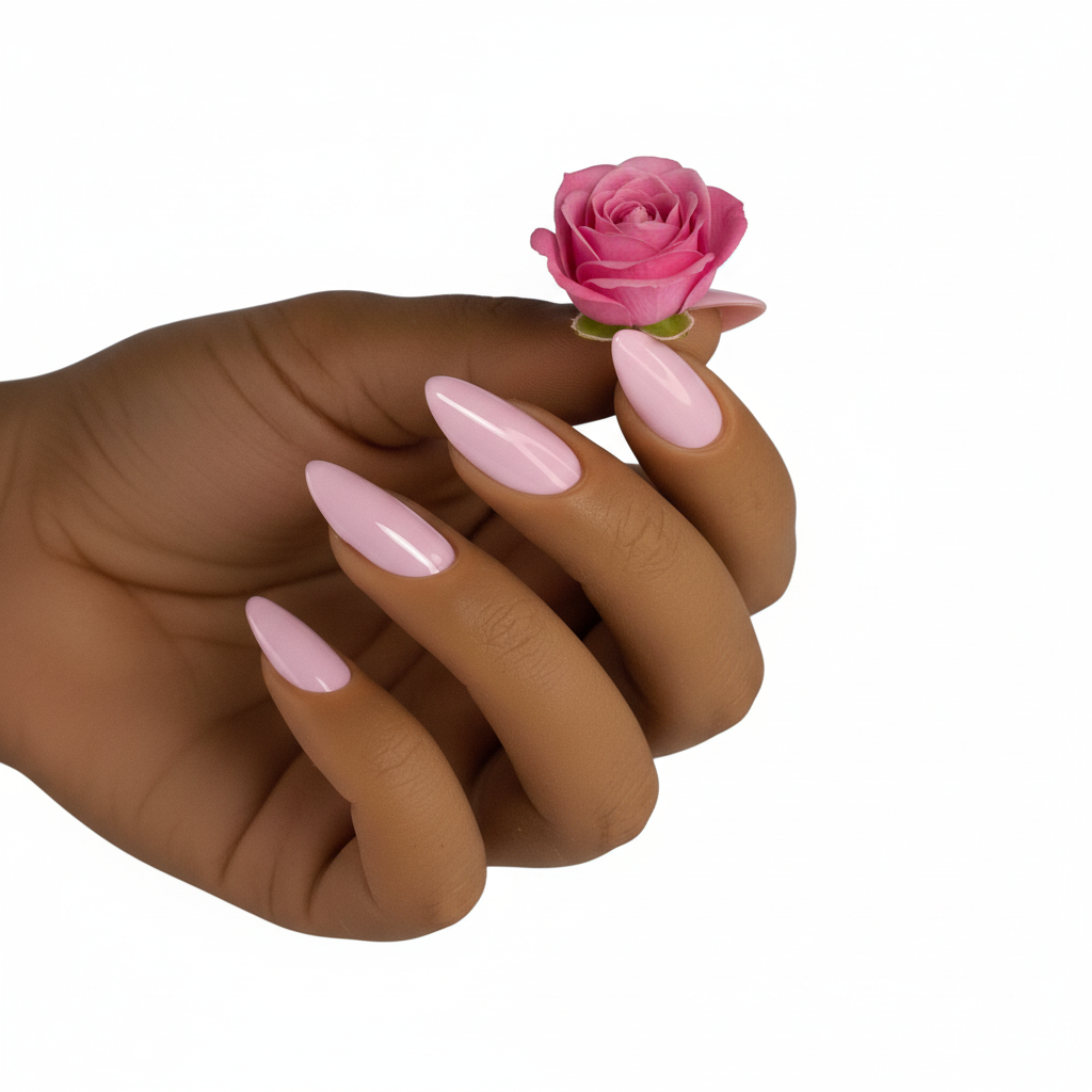 Hand met bloem en Sweet Kiss #166 nagels