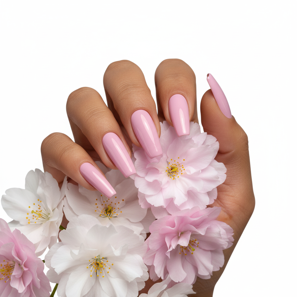 Hand met bloemblaadjes en Petal Promise #167 nagels