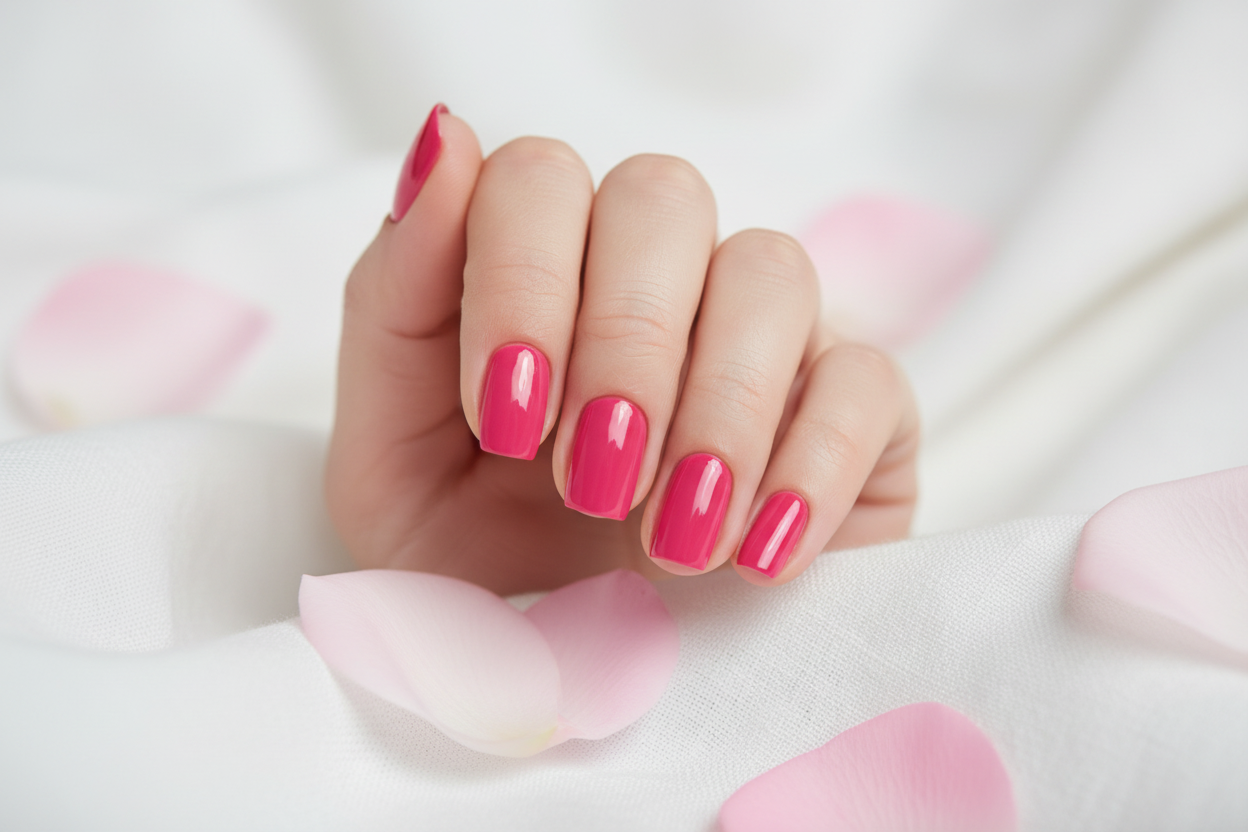 Flamingo Rose #196 sfeerbeeld – close-up op wit linnen met roze bloemblaadjes