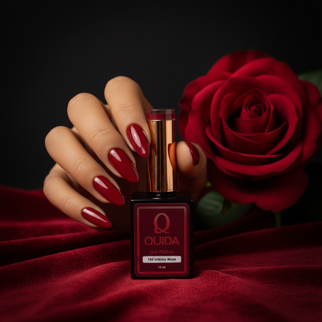 Hand met roos en Inferno Muse #152 nagels