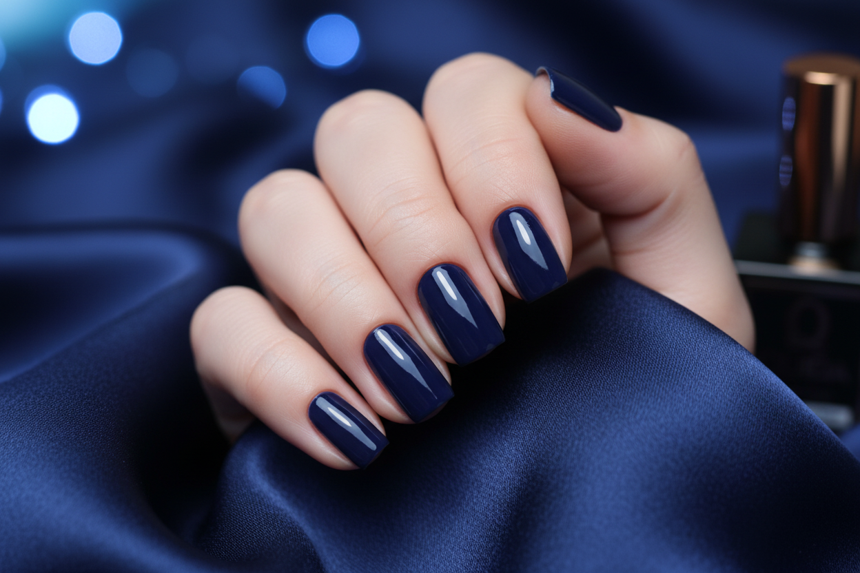 Midnight Muse #197 sfeerbeeld – close-up op donker navy zijde