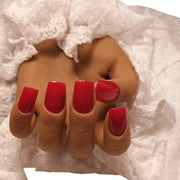 Press-on Nagels #056 – Vuurrood Vierkant Effen Hoogglans | Quida