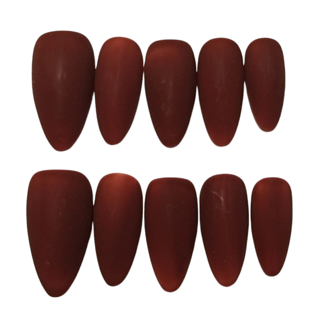 Press-on Nagels #057 – Bordeaux Oxblood Amandel Effen Mat | Quida